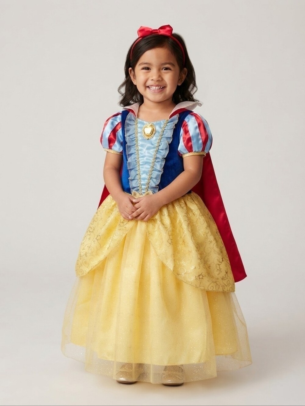Disney Store 4 Snow White Princess Costume Dress Cape Yellow Blue
